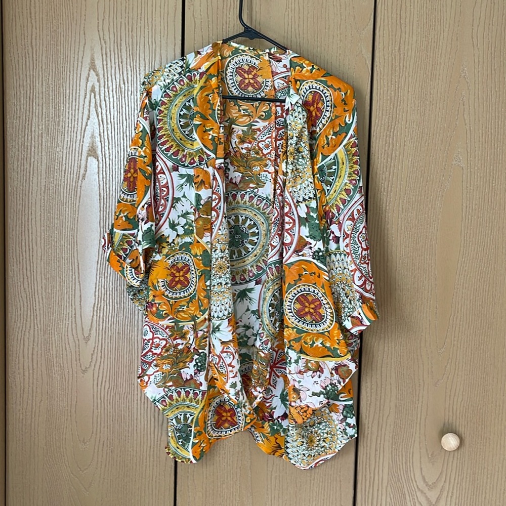 Evening Beach Pool Vacation  Open Front 1/2 Sleeve Tunic Size S